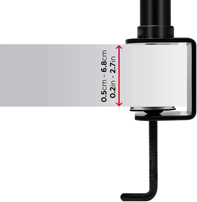 Duronic DM151X1 Support d’écran de PC à Pince pour Bureau – Hauteur Ajustable – Rotatif/Inclinable/Pivotable – Compatibilité avec moniteurs VESA 75/100 – Passe-câbles Inclus – Acier