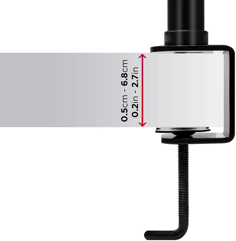 Duronic DM151X2 Support d’écran de PC à Pince pour Bureau | Hauteur Ajustable | Rotatif / Inclinable / Pivotable | Compatibilité avec Moniteurs VESA 75/100 | 1 Extension | Passes câbles inclus